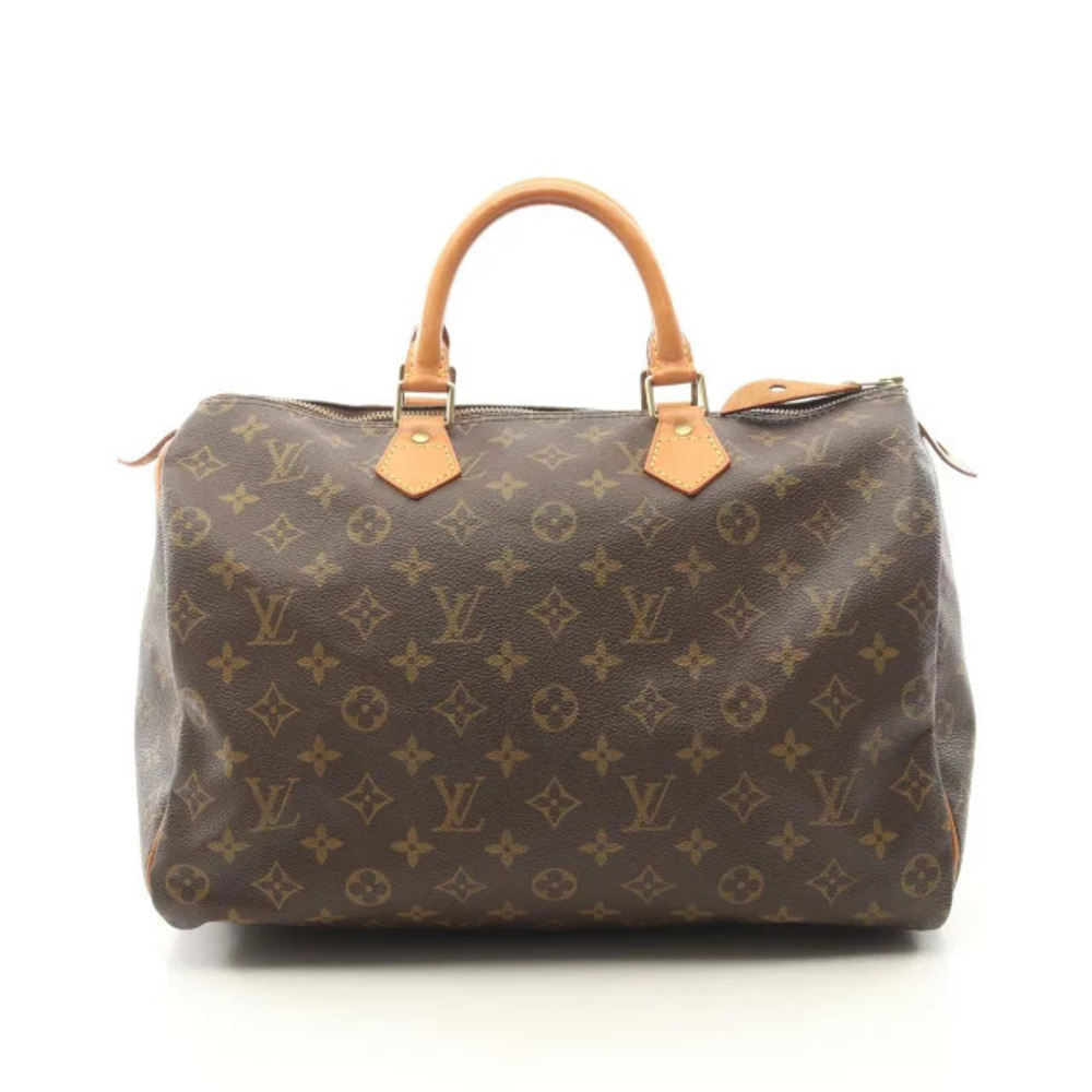 Louis Vuitton Speedy Handbag Canvas Leather Monogram Brown